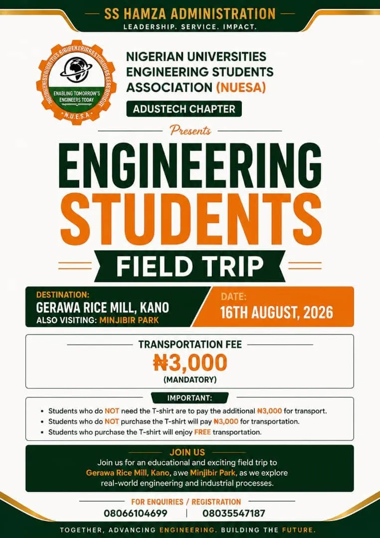 Bridging Theory and Practice: NUESA Announces Educational Field Trip to Gerawa Rice Mill and Minjibir Park